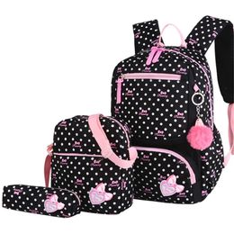 Drop 3pcsset Sac d'école sacs à dos cartable mode enfants beau Sac à dos pour enfants filles étudiant Mochila Sac 240219