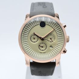 Drop 42mm chronograaf quartz lederen band luxe mannen designer horloge dag datum militaire heren horloges op mannen horloge 285U