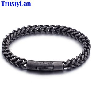 Drop 6mm d'épaisseur 25.5cm longue chaîne hommes bracelet cool noir en acier inoxydable bracelets d'amitié pour bijoux de motard vintage 211124