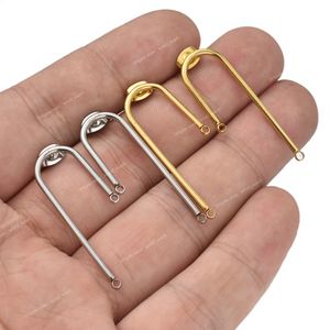 Accessoires en acier inoxydable doré pour boucles d'oreilles, composants de base, connecteurs, pièces de boucles d'oreilles en or, fournitures de fabrication de bijoux en vrac, résultats de bijoux, 10 pièces/lot