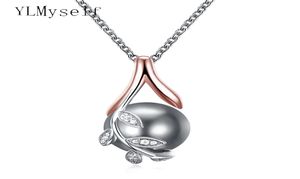 Charmes Drop Pendants Plaque en or rose Pave Grey Pearl Cumbic Zircon Crystal Jewelry Pendant Collier pour femmes4176731