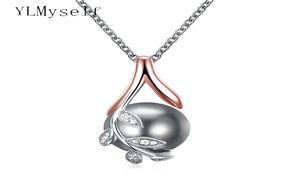 Drop Charms Hangers Rose Gold Plate Pave Gray Pearl Cubic Zirkoon Crystal Sieraden Hanger Ketting voor vrouwen4176731