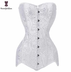 Corset Long torse pour femmes, Corset bon marché, noir et blanc, surbuste, taille amincissante, Bustier Floral, grande taille, Gorset7935497