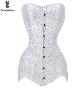 Corsé caído, corsés largos para Torso, corsé barato en blanco y negro, corpiño Floral adelgazante para cintura, corpiño Floral de talla grande para mujer Gorset4757921