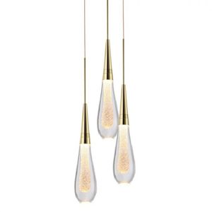Drop Crystal Lustre LED Lampes Suspendues Modernes Plafonnier Feuille d'Or Luminaire pour Escalier Salon Hôtel Couloir Foyer Entrée Personnalisable