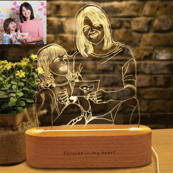 Gota personalizada 3D lámpara DIY Po texto personalizado dormitorio Led luz de noche para Navidad San Valentín regalo de vacaciones 220623