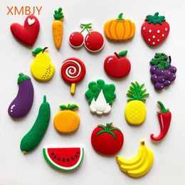 Drop Leuke PVC Fruit Koelkastmagneet Sticker Kids Onderwijs Cartoon Groente Koelkastmagneet Whiteboard Magnetische Stok 240113