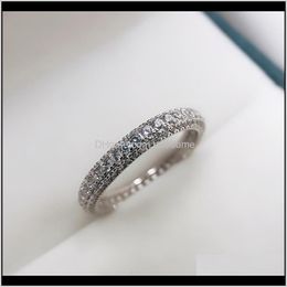 Drop levering 2021 Eternity Promise Ring 925 Sier Micro Pave 5a Zirkoon CZ Engagement Wedding Band Ringen voor Dames Sieraden 4Lynh