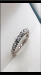 Drop Livrot 2021 Eternity Promise Ring 925 Sier Micro Pave 5A Zircon CZ Engagement Band de mariage pour femmes bijoux 4LYNH4124486