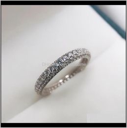 Drop Livrot 2021 Eternity Promise Ring 925 Sier Micro Pave 5A Zircon CZ Engagement Band de mariage pour femmes bijoux 4LYNH4533208