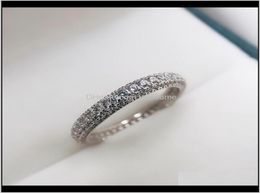 Drop livraison 2021 Eternity Promise Ring 925 Sier Micro Pave 5A Zircon CZ Engagement Band de mariage pour femmes bijoux 4LYNH6095242