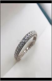 Drop Livrot 2021 Eternity Promise Ring 925 Sier Micro Pave 5A Zircon CZ Engagement Band de mariage pour femmes bijoux 4LYNH4977556