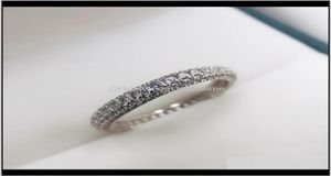 Drop Livrot 2021 Eternity Promise Ring 925 Sier Micro Pave 5A Zircon CZ Engagement Band de mariage pour femmes bijoux 4LYNH4781580