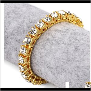 Drop levering 2021 Fashion Iced Fheinestone Hip Hop Tennis Bracelet sieraden Rock Style Sier Gold Miami Cuban Link Chain armbanden voor mannen