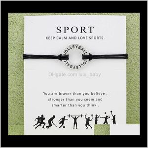 Drop levering 2021 Sier Tone Circle Volleybal BLAAR BRACELETS BANGELS Dames Girls Polsband Verstelbare vriendschap Infinity Wish Sieraden WI WI