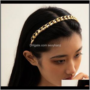 Drop levering 2021 Simple Gold Twist Chain Headbands Fashion Hollow Alloy Hair Bands For Women Wash Scrunchies sieraden Accessoires Groothandel