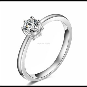 Livraison directe 2021 mariage amour Zircon Solitaire anneau ruban plaqué bijoux de mode 4 taille bande anneaux Personnel femme Rp0Ks