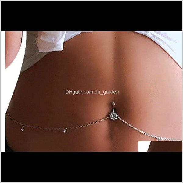 Entrega de gotas 2021 Venta al por mayor para mujer cuelgan los anillos de la barra del ombligo de cristal Sierstone Cadenas del vientre Moda Joyería del cuerpo Piercing Nutbp