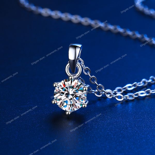 100% réel Collier Moisanite 1CT 2CT 3CT VVS LAB Diamond Pendant Colliers pour femmes Men Gift Sterling Mariage Bijoux Fine Jewelrynecklaces High Quality