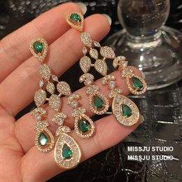 Drop Oorbellen Voor Vrouwen 925 Naalden Kunstmatige Emerald Water Drop Top Kwaliteit Luxe Bruids Eardrop Fijne Sieraden Drop 240311