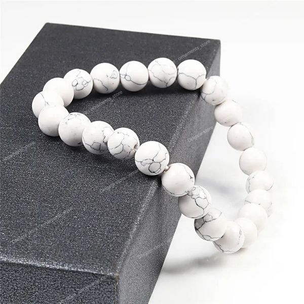 Bracelets en pierre naturelle de haute qualité, perles de Distance de Couple, pierre de lave noire, breloque extensible blanche, bijoux pour hommes, bijoux à la mode