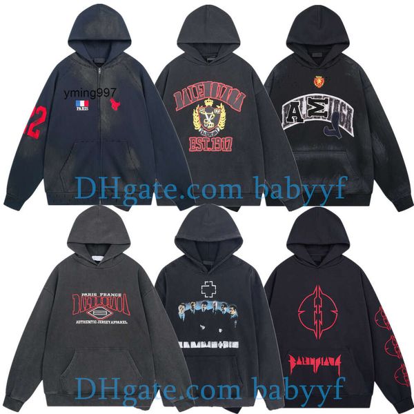 drop fashion wear hommes femmes designer balencaigaly sweats à capuche trou design à capuche rue noir balencigaly pull lâche épaule qualité sweat-shirts top