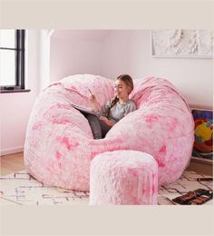 Drop Giant Sofa Cover Soft confortable Fluffy Fur Fur Sac Lit Rancard inclinable Coussin Factory Shop 2202253970587
