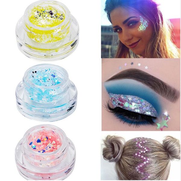 DROP Paillettes pour Art Body Art Paillettes Tatouages Poudre Gel Cheveux Yeux Paillettes Flash Coeur Paillettes Lâches Nude Crème pour Le Visage Festival Paillettes 10 Pièces