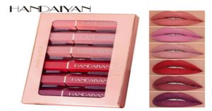 Drop handaiyan Matte Lipstick Set Box Makeup offre une magnifique couleur légère de 6 pcs à lèvres Epacked9960275