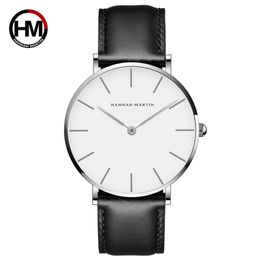 Drop Haute Qualité Rose Or Cadran Montre Hommes En Cuir Étanche Montre-Bracelet Femmes Robe Mode Japon Quartz Mouvement Saat 210914