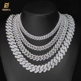 Drop Hip Hop Necklace Silver18K Gold Ploated 1012141520mm Iced Out Diamond CZ Cuban Link Chain Gift for Himher 240515