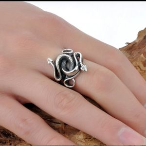 Drop Jewelry Nature Born Killers Men S925 Sterling Sliver Animal Snake Ring Taille 7 ~ 12 pour cadeau adulte