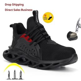 Drop Lightweigh Steel Toe Cap Men Veiligheidsschoenen Werk Sneakers Women Boots Plus Size 3648 Ademend Outdoor XPUHGM -merk 220728