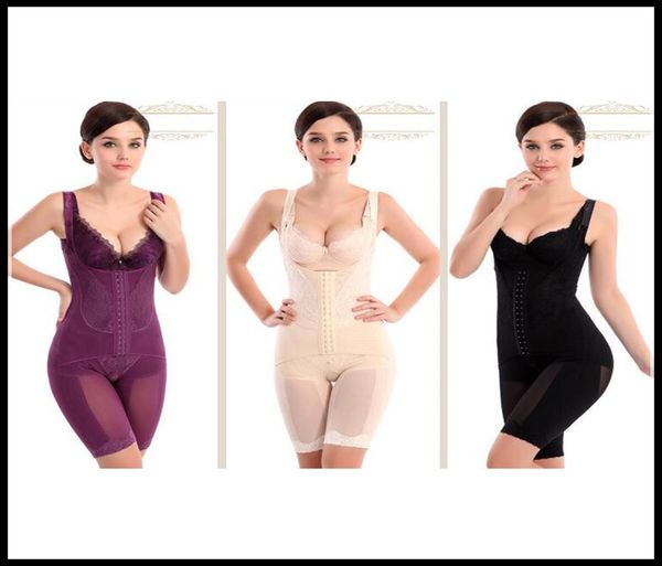 Drop m6xl femmes sans couture corps complet shaper taille sous le buste cincher costume contrôle ferme ventre beige noir violet drop4715965