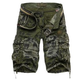 Drop Heren Camouflage Shorts Zomer Army Cargo Training Losse Casual Broek Plus Size 29-40 Geen Belt 210629