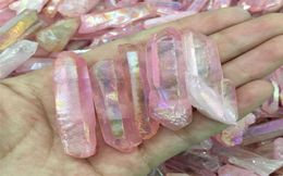 Drop Natural Rose Titanium Aura Quartz Crystal Gemstone Point Healing Chakra Crystal Point voor sieraden maken 4458370