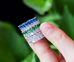 Drop Arrivée Luxury Bijoux 925 STERLING Silver Three Color Gemmestones Emerald Drop Water CZ Women Wadif Band Ring G9964135