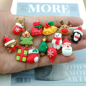 20 piezas conjuntos de Navidad dijes pulseras pendientes fabricación de joyas colgantes bolsa de globos árbol resina cabujón con parte posterior plana joyería de moda dijes colgantes de Navidad