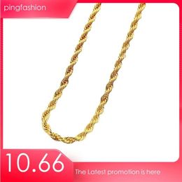 Drop ping chaînes Gold Color 6 mm Collier de chaîne de corde pour hommes Femmes Hip Hop Jewelry Accessoires Fashion 22inch