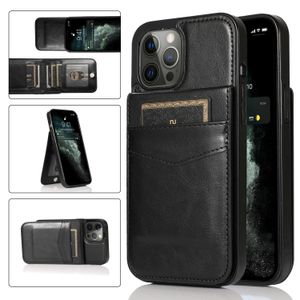 Protection contre les chutes fentes pour cartes en cuir étuis portefeuille pour iPhone 14 Pro Max 13 12 11 XR XS X 8 7 Plus cartes sac support de poche couverture de téléphone Funda