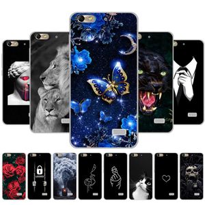 Custodia per cellulare per Huawei Honor 4C Cover posteriore trasparente in silicone TPU morbido 360 Stampa protettiva completa Clear Coque