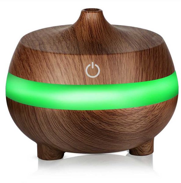 Envío Directo, humidificador de aire de 300ml, difusor de aceite esencial, lámpara de Aroma, difusor de Aroma eléctrico de aromaterapia, fabricante de niebla, cambio LED para el hogar-madera