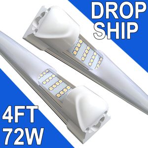 DROP SHIP 4FT LED-winkellamp, Melkachtige kap 4 voet 72W 4' Garagelicht 48'' T8 Geïntegreerde LED-buis, Lampengarage, Plug en Play Hoge output Opbouwmontage 1,2 meter usastock