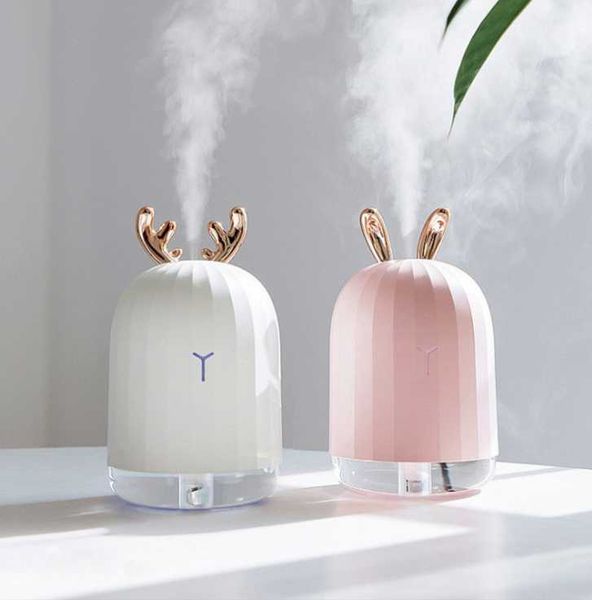 Epack 220ML diffuseur d'huiles essentielles humidificateur d'air à ultrasons arôme pour la maison voiture USB brumisateur brumisateur avec LED veilleuse blanc rose