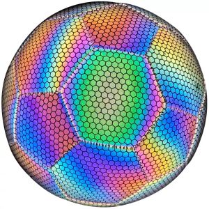 Balón de fútbol holográfico reflectante que brilla intensamente que brilla en la oscuridad balones de fútbol con logotipo y tamaño personalizados