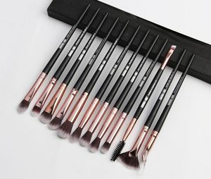 colocar pinceles de maquillaje profesional establecidos barco 12 PC / cepillos del maquillaje porción Sistema de mezcla de sombra de ojos Delineador de ojos de pestañas Brocha para la herramienta de maquillaje