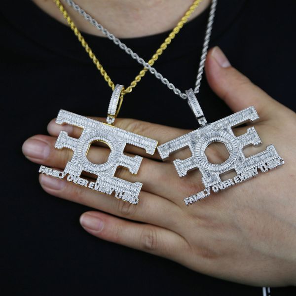 Drop Ship Men Women Hip Hop Foe Letter Pendant Collier avec chaîne de corde cubaine Iced Out Bling 5a Cbuic Zirconia Colliers Fashion Jewelry