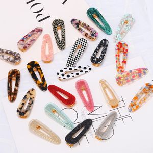 Drop shipping 19 couleurs Waterdrop Acrylique Triangle Barrette Vintage Fille Femmes Pinces À Cheveux Géométrique Snap Barrette Épingle À Cheveux 25 pcs