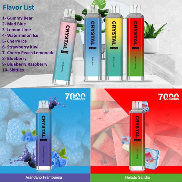 Drop Shipping Crystal 7000 Bar Puffes 7k 16ml en gros I Vaping pas cher 20mg Nic Vape Puff Crystal Vape 7k Crystal Bar Puff Vape Bang Pro MAX 4000 4K Espagnol