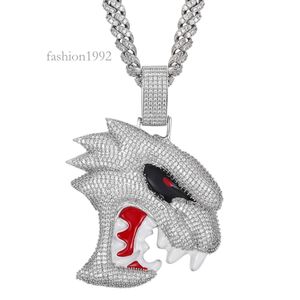 Livraison directe bijoux personnalisés Hip Hop tête de loup pendentif collier Sier personnalisé Moissanite pendentif
